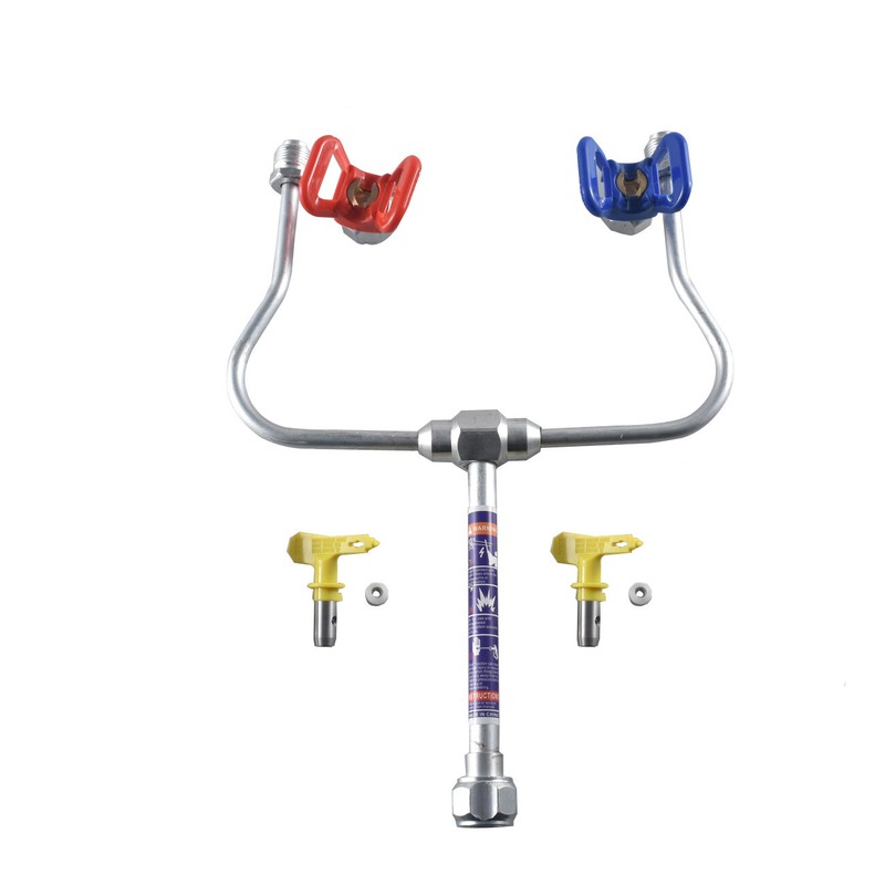 Airless Paint Spray Gun Extension Pole Double Nozzle Head Painting For Sprayer