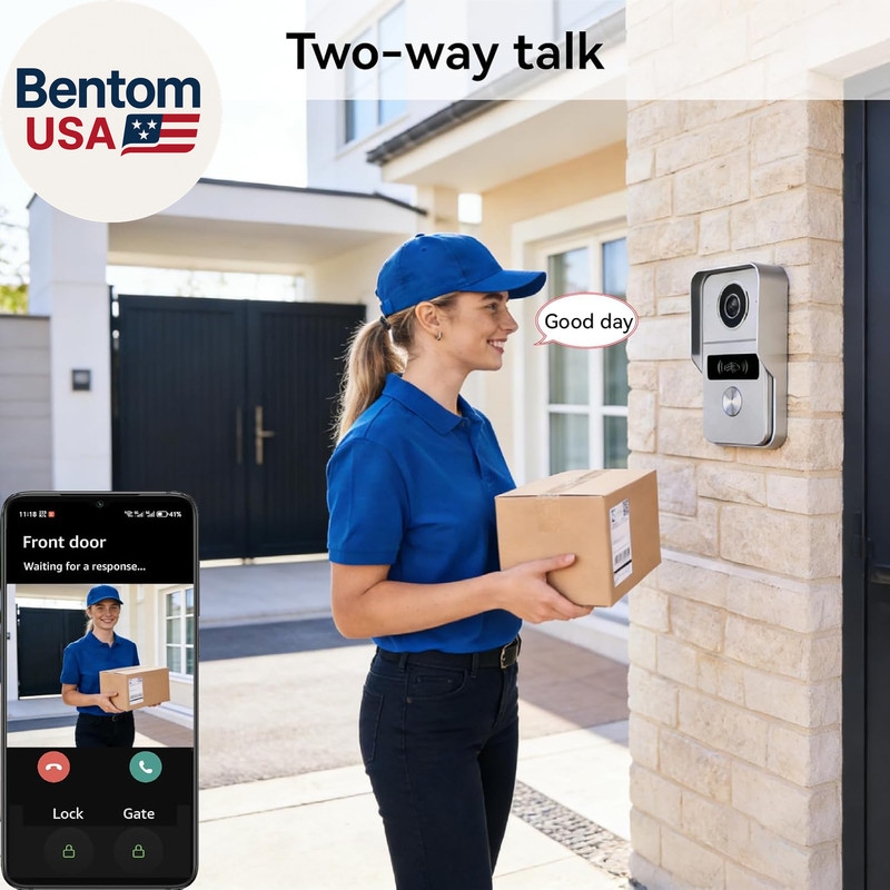 2 Wired Video Intercom System, 7 Inches Video Doorbell Camera with Monitor, Wire gallery