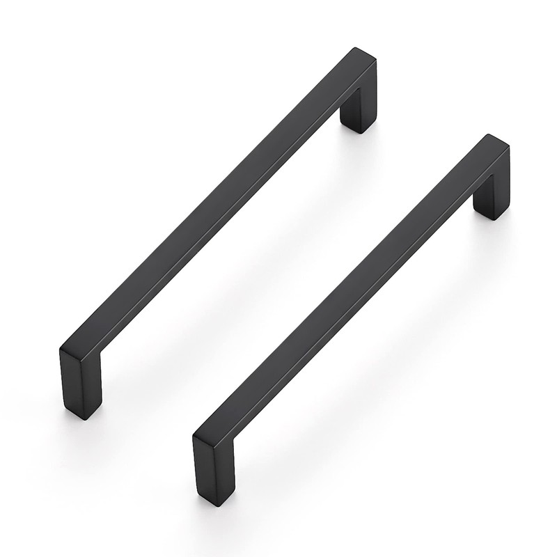 25 PCS Matte Black Cabinet Pulls 5 Inch 128mm Hole Center Slim Kitchen Handle