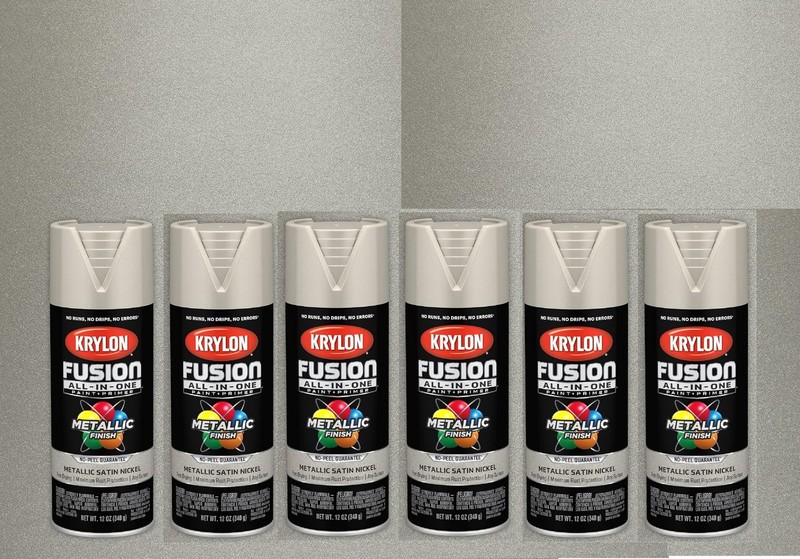 6 Krylon K02772007 Metallic Spray Paint, Satin Nickel, Metallic, Solvent, 12 Oz