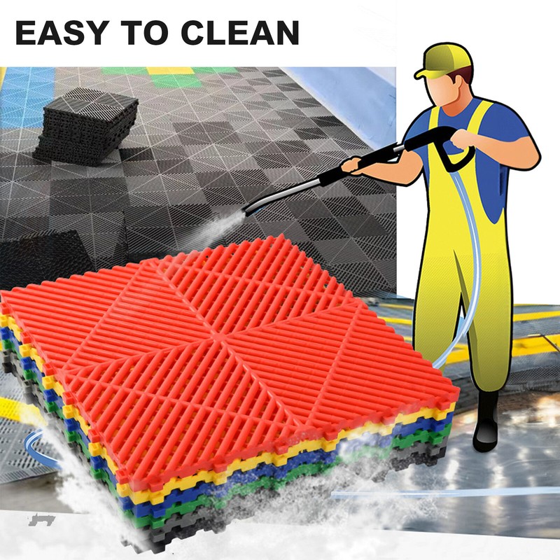 34/68Pcs Interlocking Garage Floor Tiles Vented Water Drainage 15.7"x15.7''x0.7" gallery