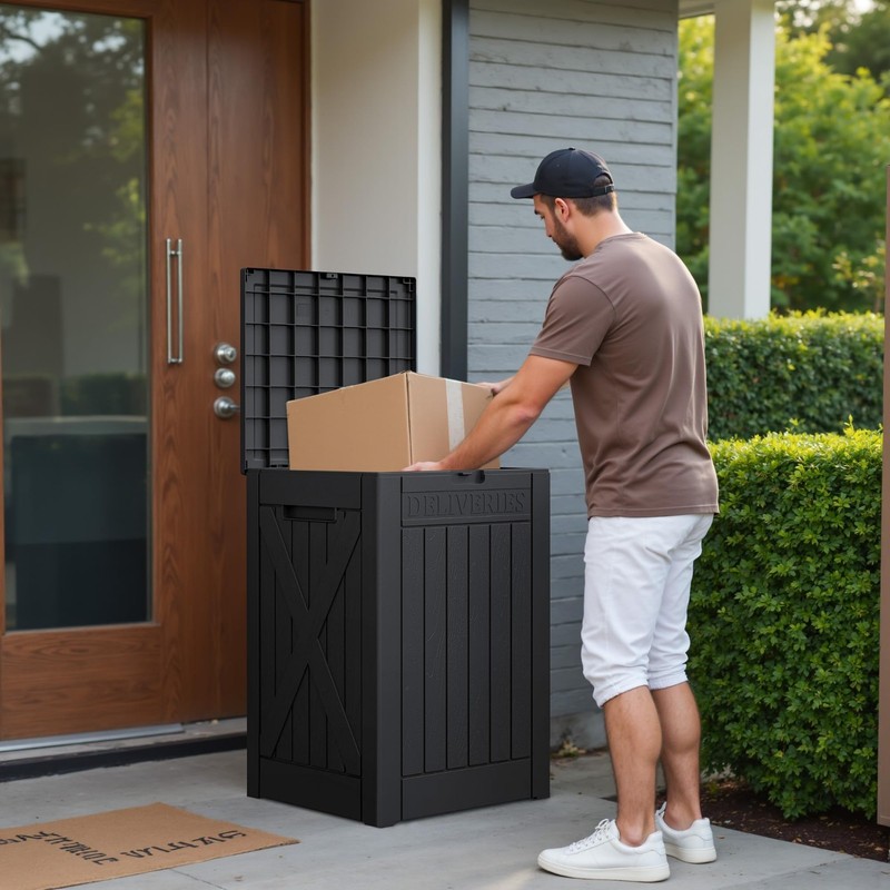 52 Gallon Large Outdoor Package Delivery Box - Lockable, Waterproof Resin Storag gallery
