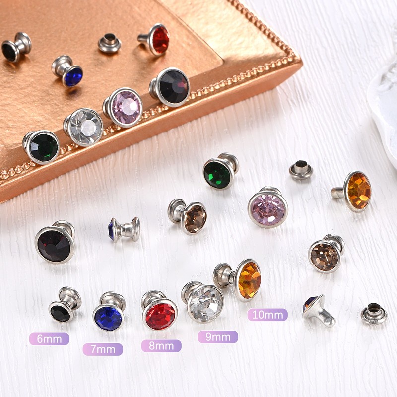 Clear Rhinestone Rivets [100pcs] - Crystal Rivets - [Smoke Yellow - 0.31 IN] gallery