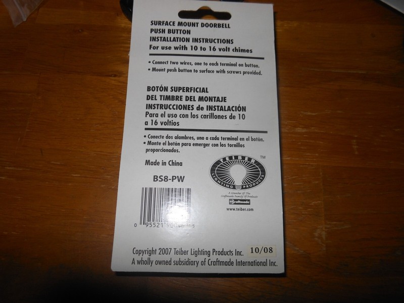 New Rectangle Surface Mount Doorbell Button Model #BS8-PW In Pewter By Teiber gallery