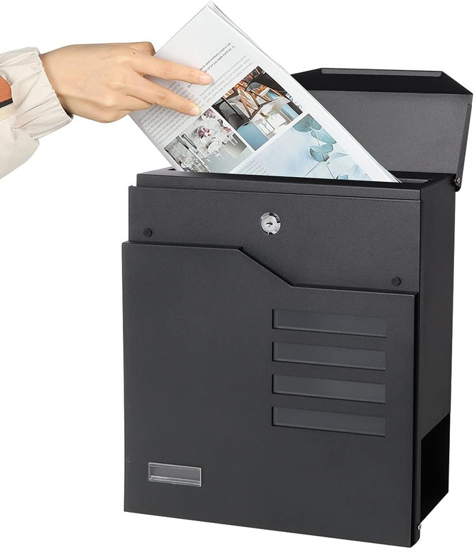 Large Capacity Mailbox with Key Lock, Wall Mount Metal Mail Box with Newspaper C gallery