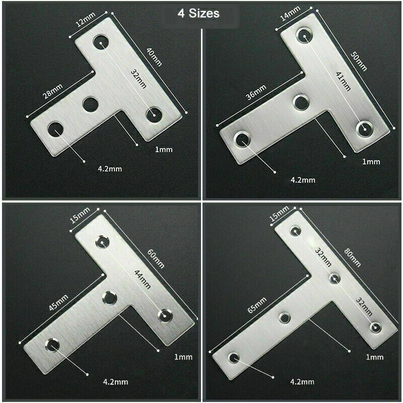 METAL PLATES BRACES Corner Mending Stretcher Tee T Small-Large Angle Bracket