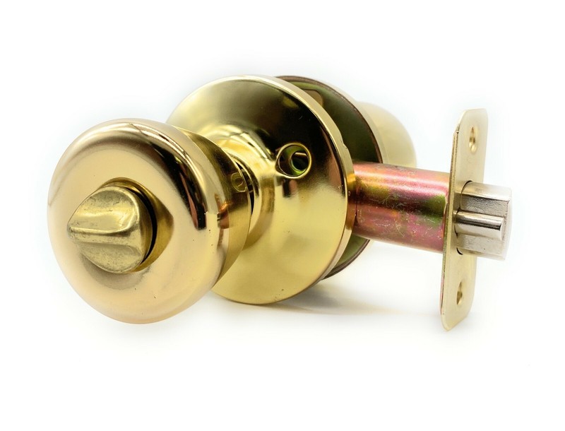Single Cylinder Deadbolt Entrance Entry Door Knob Lock Combo Set, Polished Brass gallery