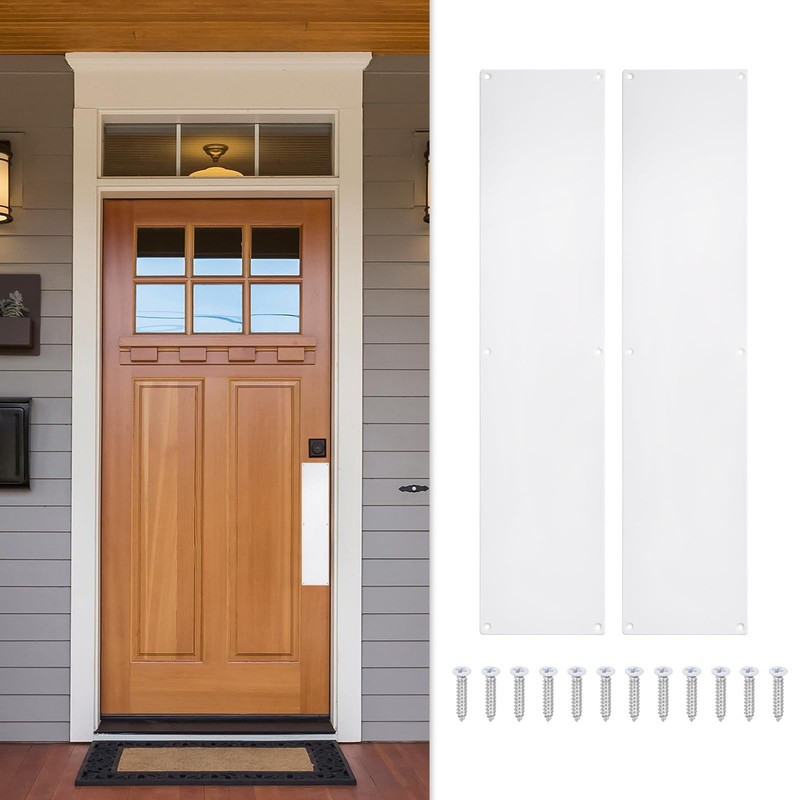 2 Pcs Push Door Plate - 3.3 x 15 Inches Aluminum Door Push Plate Door Kick Pl...