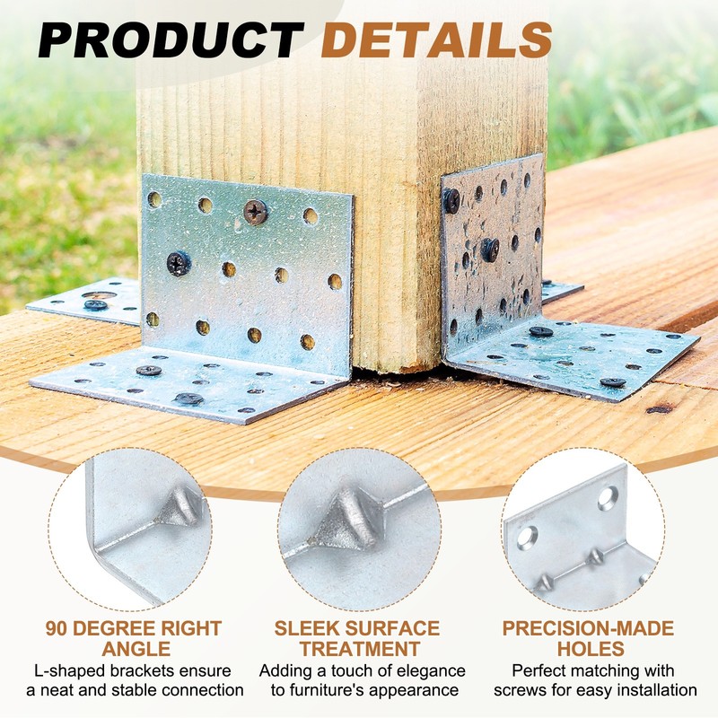 16Pcs l Corner Brackets, Angle Brackets (1.18"x1.85"x1.18"x0.21, Silvery Blue) gallery