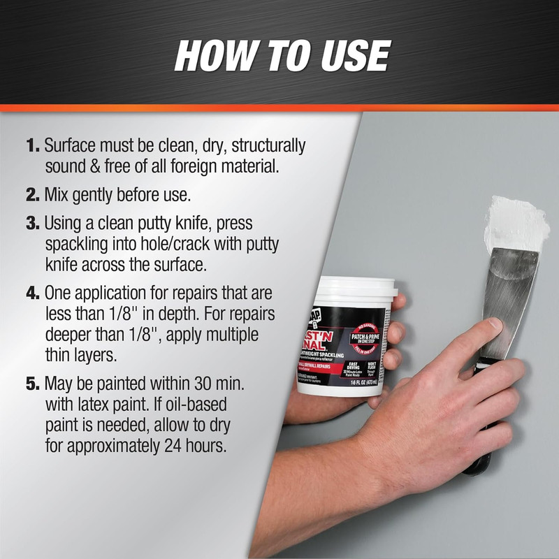 Fast Drying Spackling Paste for Interior and Exterior Use, 8 Fl Oz Container gallery