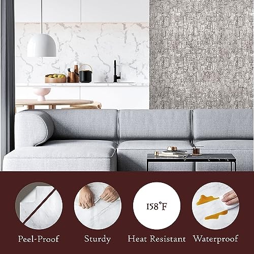 Metallic Textured Silver Contact Paper (61cm x 300cm, 2 24" x 236" White Gold gallery