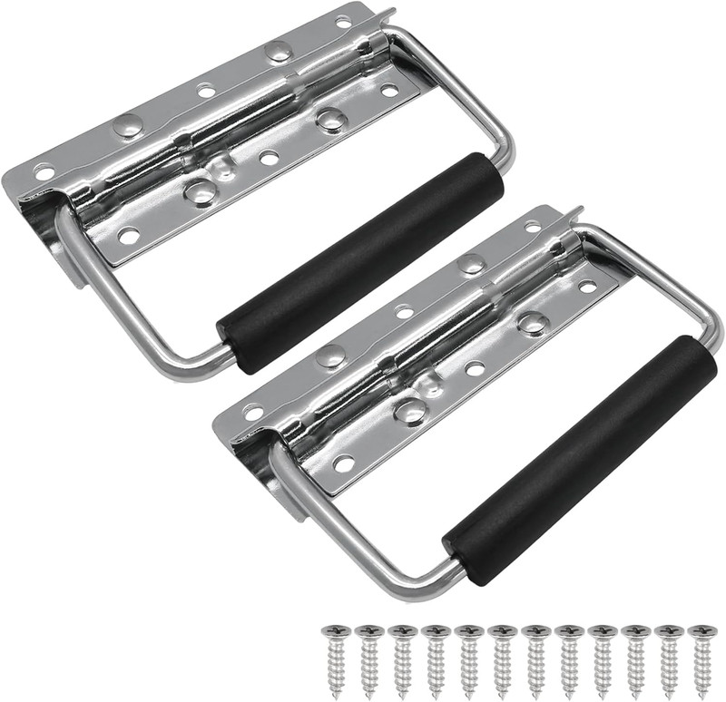 Spring Loaded Handle with Rubber Grip - 2 Pack, Silver Finish gallery