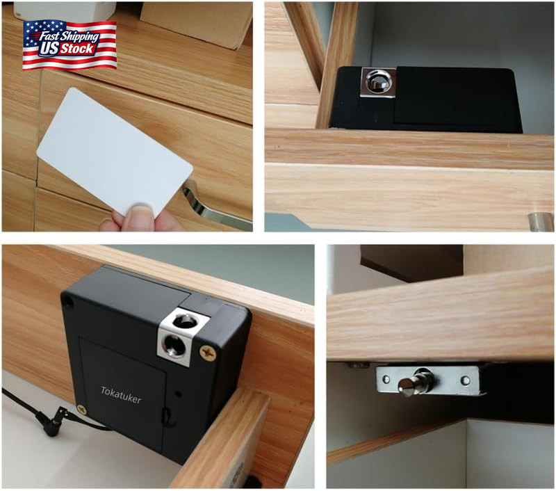 Invisible Cabinet Lock, Hidden NFC Lock DIY RFID Latch with USB Cable Power for gallery