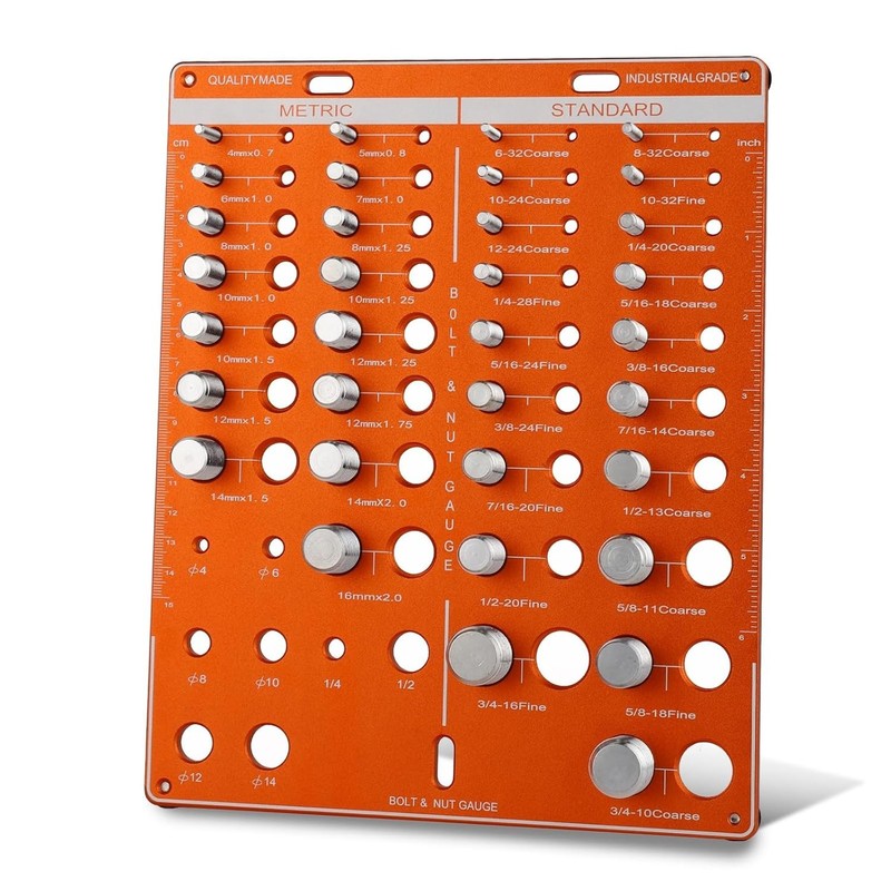Nut and Bolt Thread Checker, Standard & Metric 42 Hole, Screw Size Tester Ass... gallery