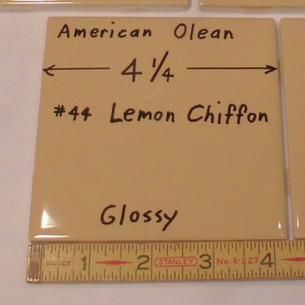 1 pc. Glossy Ceramic Tile *Lemon Chiffon #44* by American Olean 4-1/4" Mustard gallery