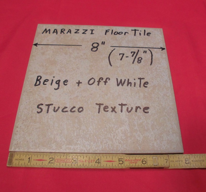 1 pc. *Off-White – Beige* 8″ Ceramic / Porcelain Floor Tile; Stucco Textured NEW