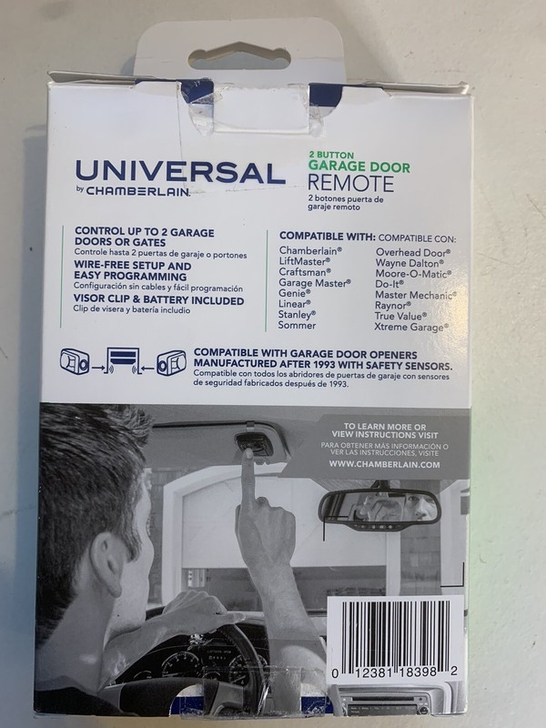 Universal by Chamberlain REMOTE 2 Button Garage Door Opener KLIK5U-SS 3982OB gallery