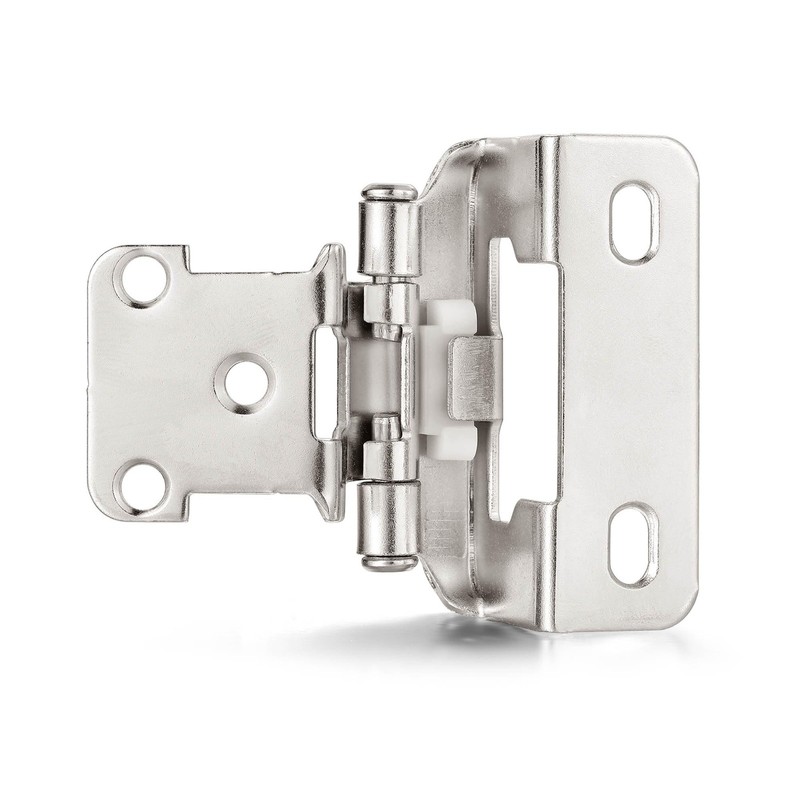 Cabinet Hinges 1/2 Inch Overlay Partial Wrap Self Closing Satin Nickel 4 Pack