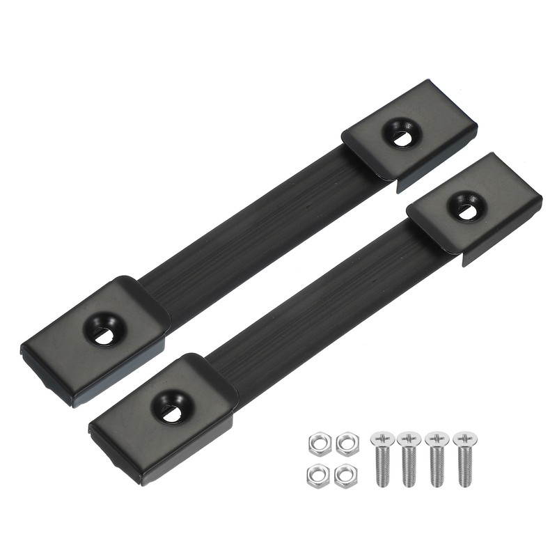 2 Pcs Black 6.3 Inch Rubber Handle Strap Replacement with Metal End Caps