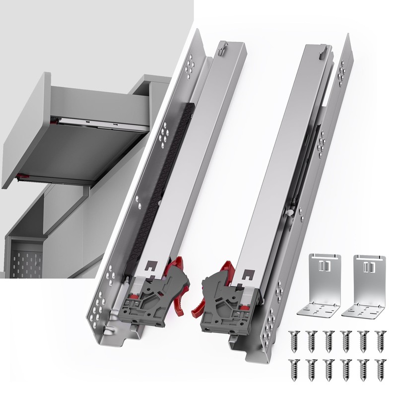12 Inch Soft Close Undermount Drawer Slides, Full Extension, 80 Lbs Heavy Dut...