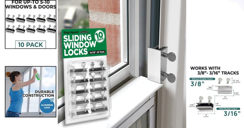 10 Pack Adjustable Window Locks for Ultimate Home Security with No Drill Install gallery
