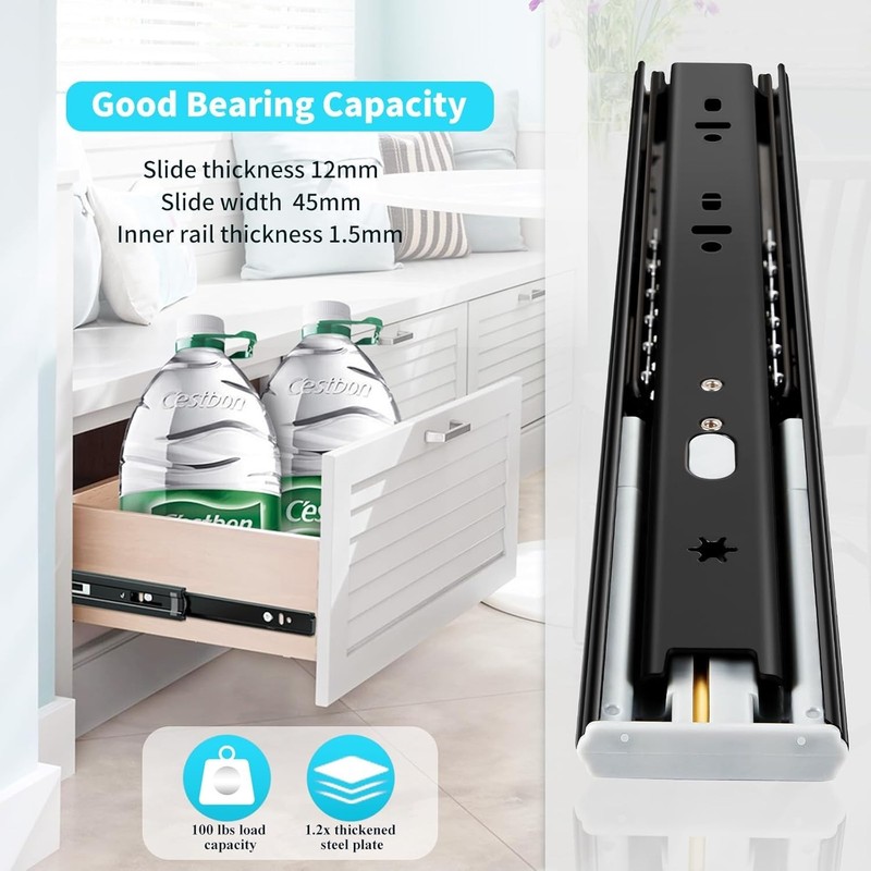 14 Inch Side Mount Drawer Slides with 100 Pound Capacity and Quiet Glide Design gallery