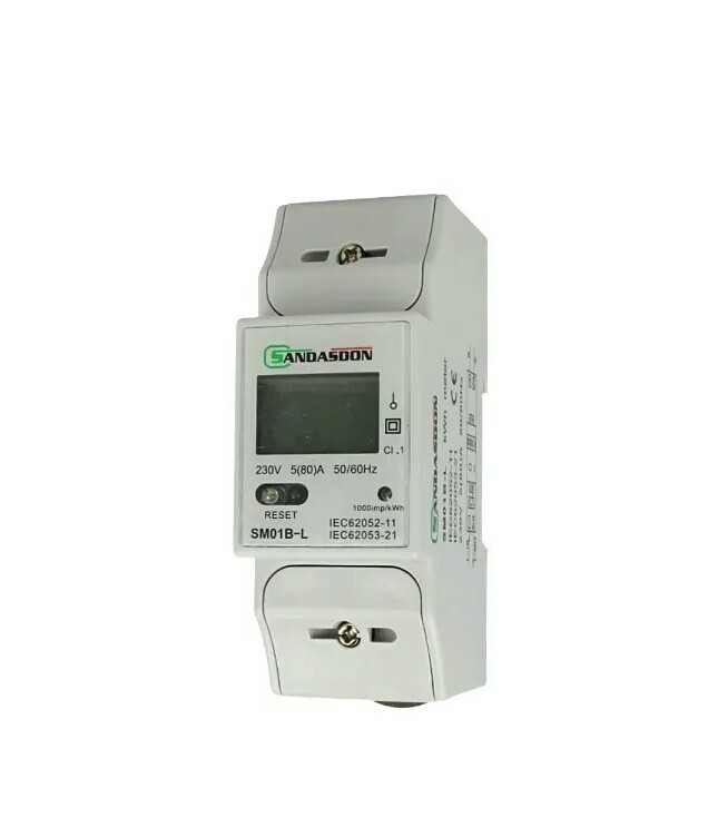 SANDASDON Single Phase Energy Meter with Reset 2M for DIN Bar