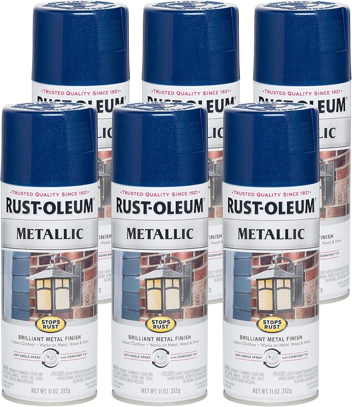Rust-Oleum Stops Rust Metallic Spray Paint 11oz Cobalt Blue 6-Pack