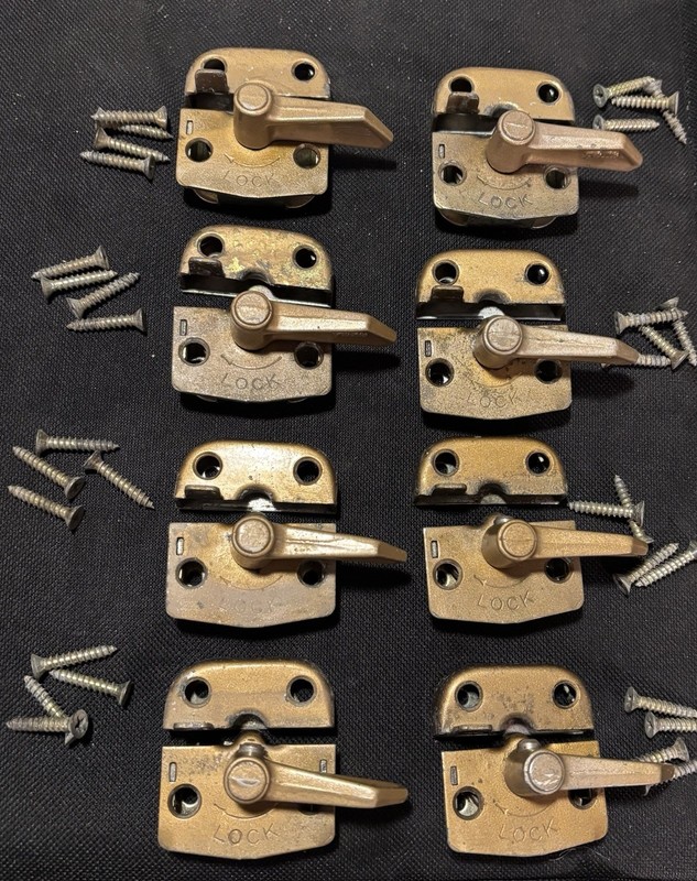 Pella Double Hung Sash Push Button Lock & Keeper Vintage Great Working Condition gallery