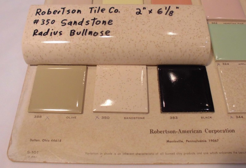 1 pc. Ceramic Tile: Sandstone: Beige & Gold Specks, Robertson 2" X 6" Bullnose gallery