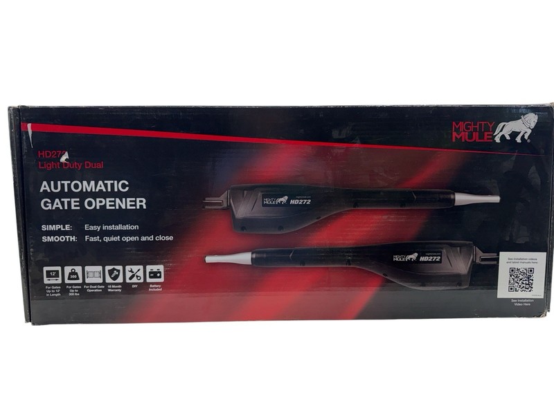 Mighty Mule Automatic Dual Swing Gate Opener Kit w/Battery & Remotes HD272 (OB)