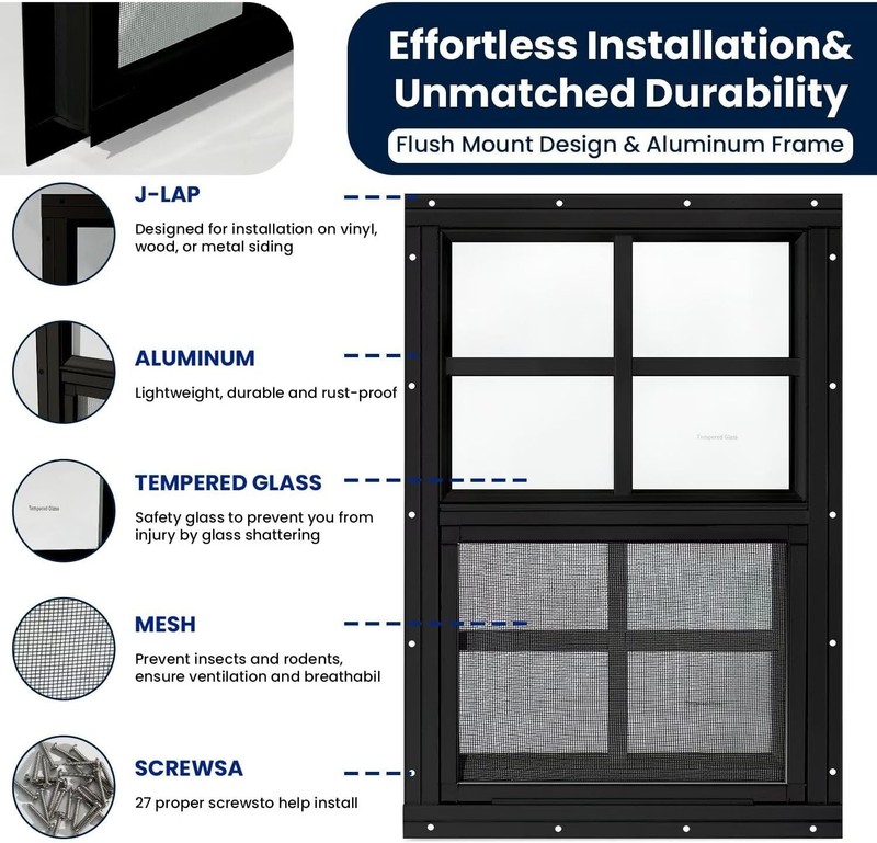 18“ × 23” Small Sliding Window, Flush-Mounted, 2-Pack (Black) gallery