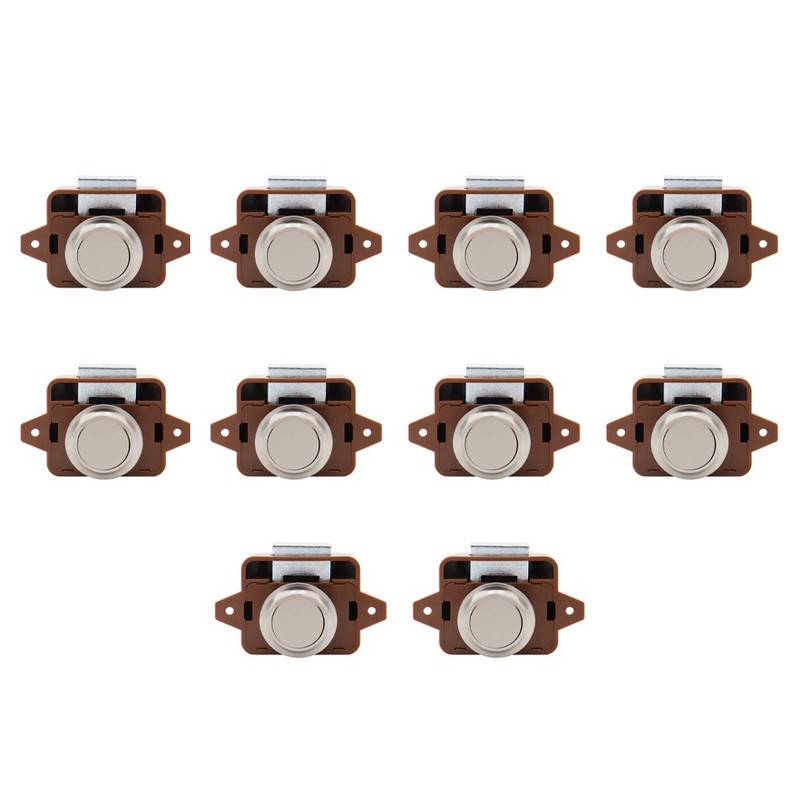 10* Easy To Operate Push Button Catch Locks For Cabinets And Drawers