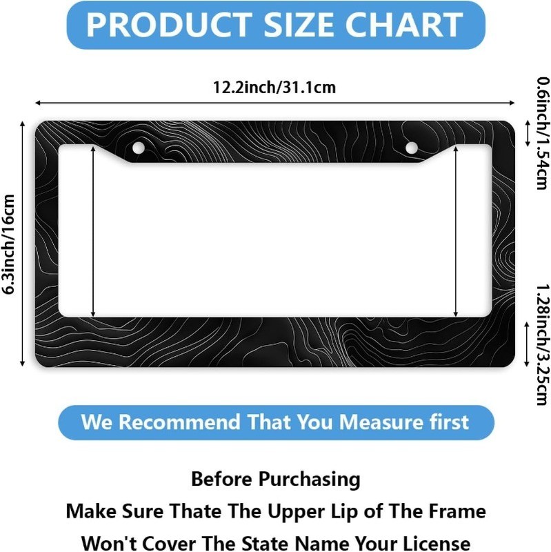 2Pcs Topography Map License Plate Frame Exploration D Color: Topography Map_10 gallery