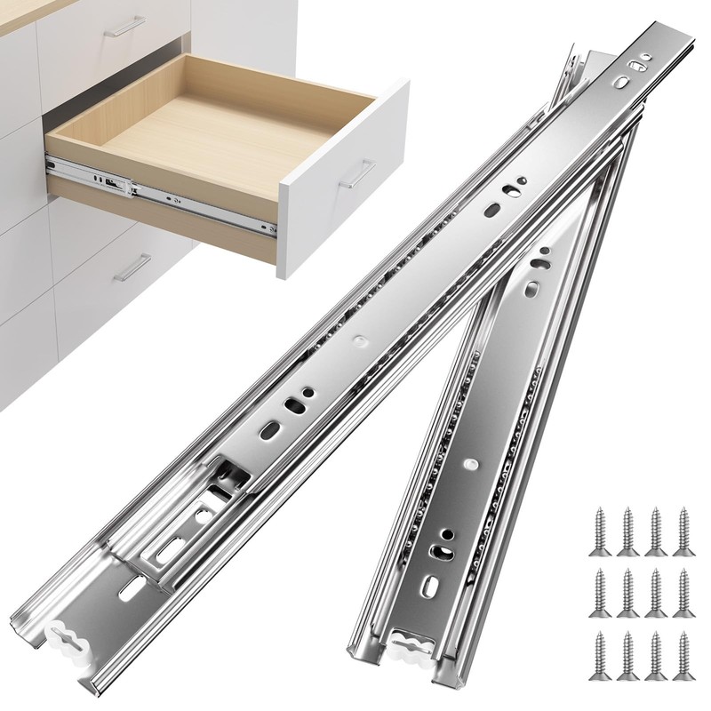 Homdiy Side Mount 3 Fold Full Extension Drawer Slides 10 Inch 5 Pair Solid Ball