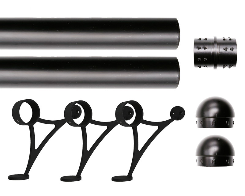 Solid Bar Mount Foot Rail Kit, 2" OD Stainless Steel Tubing w/Internal Connector