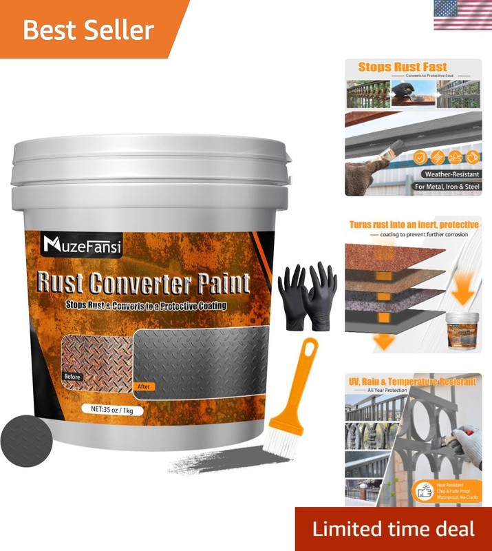 Rust Converter Paint Gray 35Oz – 2-In-1 Rust Proof Paint & Metal Primer, anti Ru