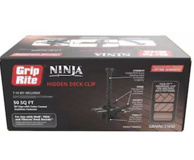 Grip-Rite Ninja Hidden Deck Clip 316 SS Color-Coated 90 Pack 50 sq ft T-15 gallery