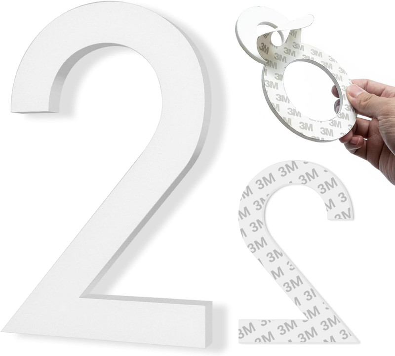 House Numbers, Self-Adhesive Mailbox Numbers Modern House Numbers (2, White, 3 I