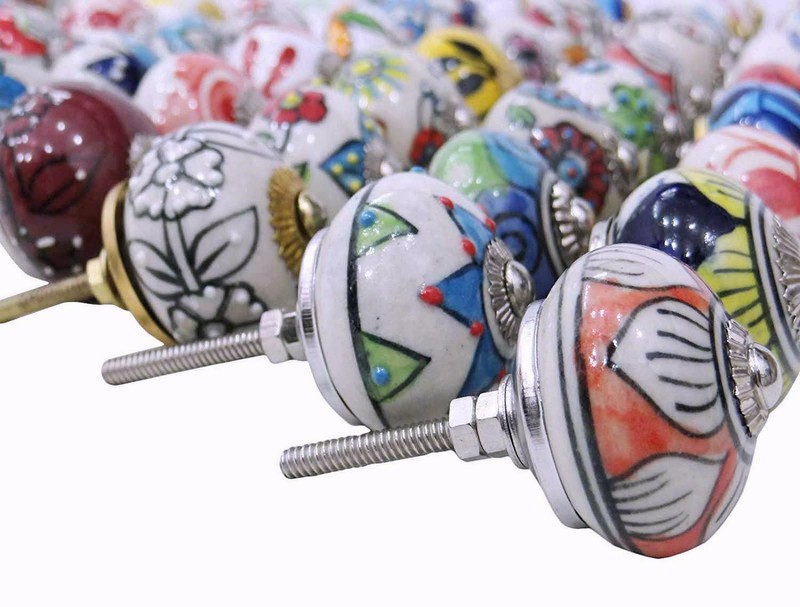 30 Pcs LOT Ceramic Door Handles Pull ARTY Wardrobes Drawer Knobs MULTI COLORED gallery