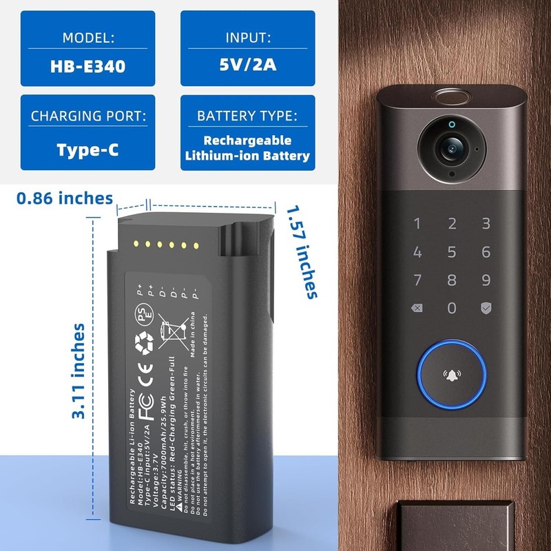 Replacement Battery for eufy Video Doorbell E340 – 7000mAh Rechargeable gallery