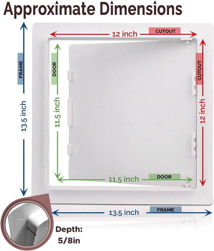 12x12 Inch Access Panel for Drywall & Ceiling, 4 Pack, Easy Install, White gallery