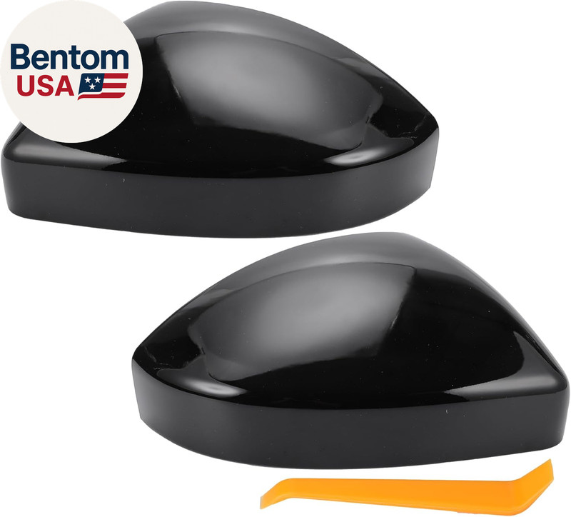 Car Rear View Driver Passenger Side Mirror Cover Cap Replacement Gloss Black for