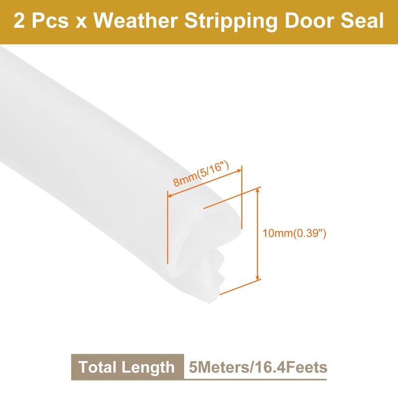 Window Weather Stripping Door Seal, 2 Pack 5/16" Wide Kerf Mount,5m, White gallery