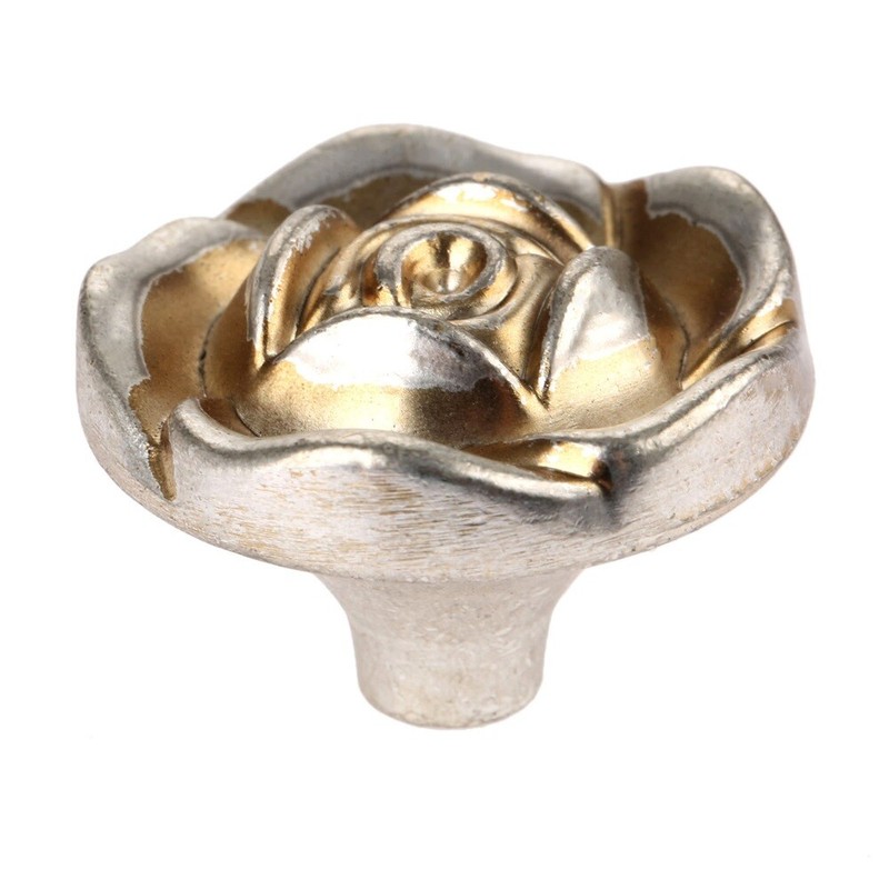 Antique Silver European Rural Rose Drawer Cabinet Door Alloy Pull Knobs Handles