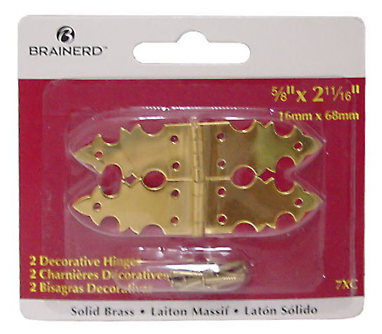 (5 Pack) Decorative Hinge – Solid Brass 2-11/16 inch X 5/8 inch LQ-7XC