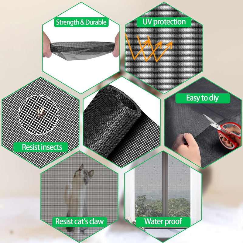 Pet Proof Window Screen Replacement Kit, 48"X118" Durable High Hardness Screen M gallery