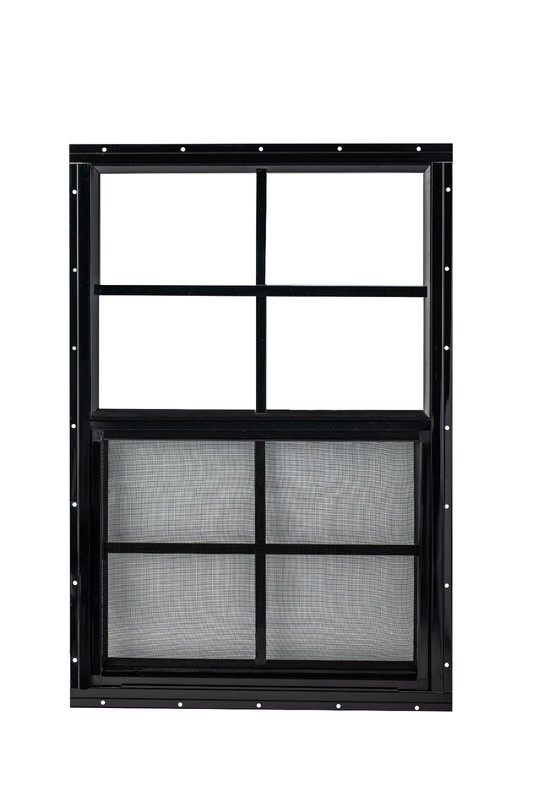 Vinyl Shed window–18 x 27 flush mount vertical slider w/ screen