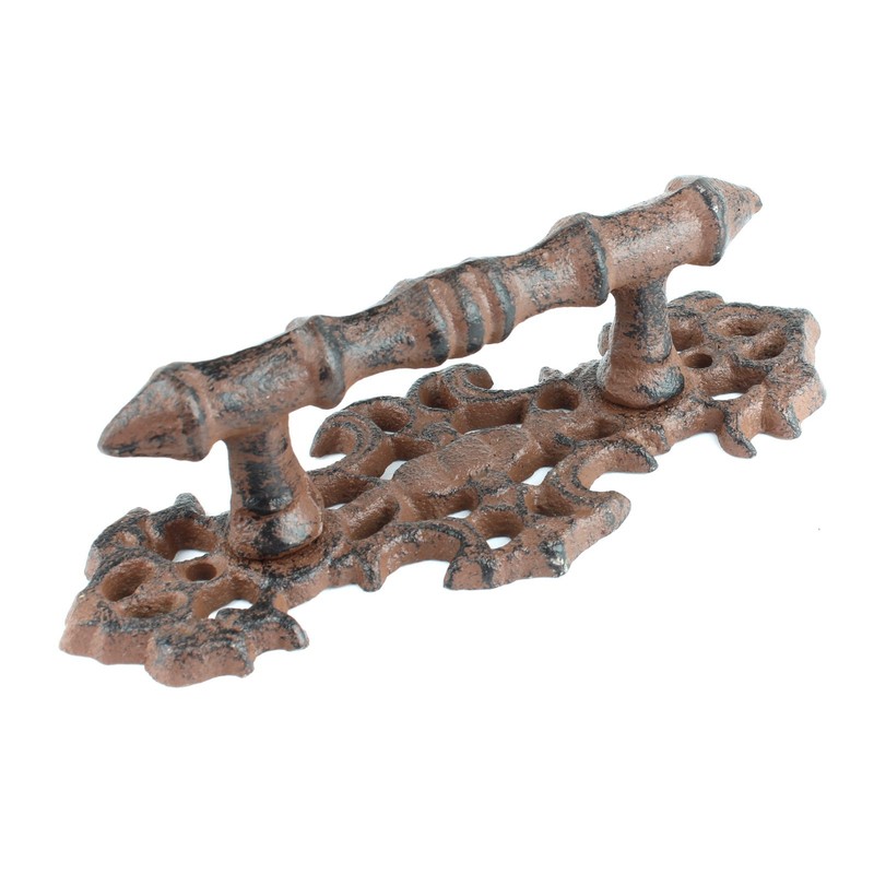 Ornate Victorian Door Handle Pull Rustic Cast Iron Fancy Antique Style 6 1/2 in