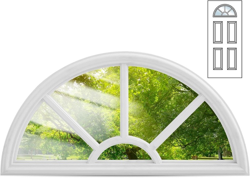 Half Round Door Glass Insert Pushglossy 22×10 Inch Low E White